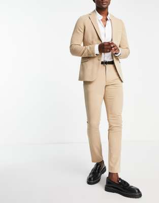 New Look super skinny suit trouser in stone-Neutral