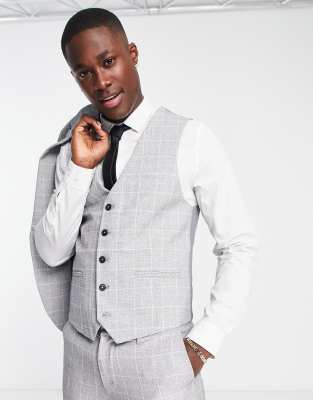 New Look super skinny vest gray check