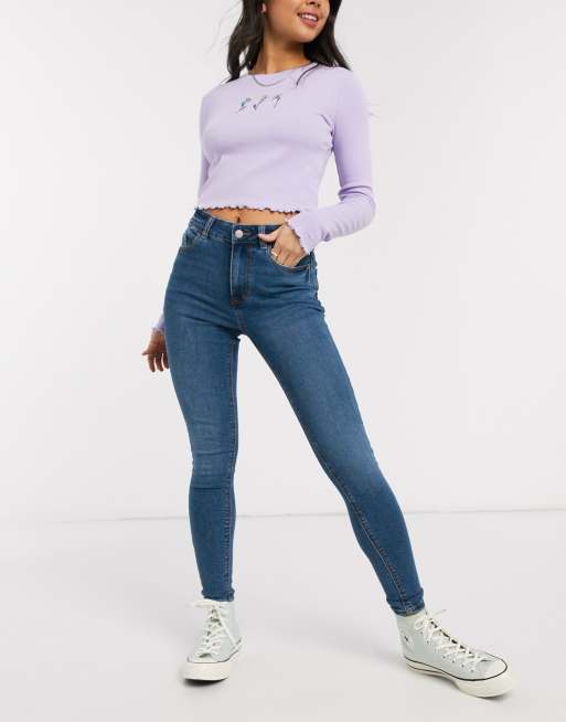 New Look supersoft skinny jeans in mid blue ASOS