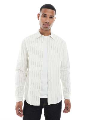 New Look - Surchemise à rayures fines - Blanc cassé