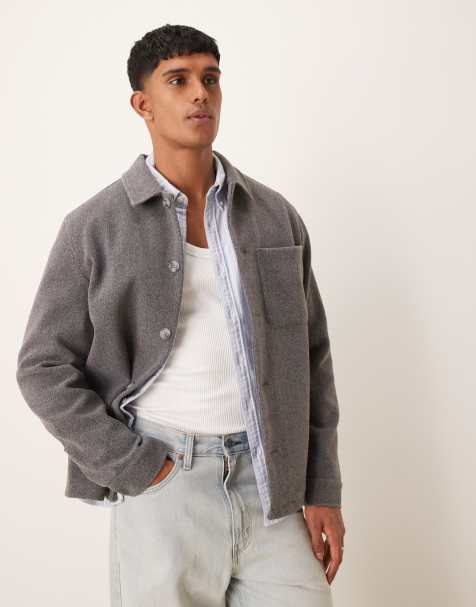 New Look - Surchemise effet brossé - Gris moyen - view 1