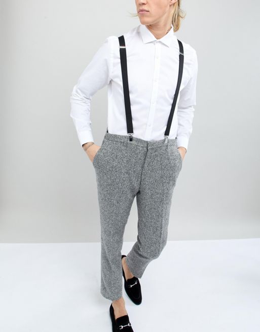 Limehaus, Men's Silver Grey Cropped Suit Trousers