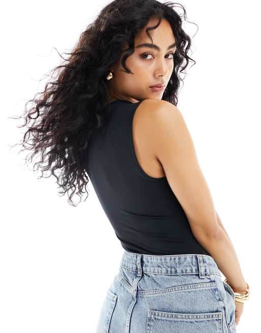 New Look – Svart bodysuit med fyrkantig halsringning, 4 av 4