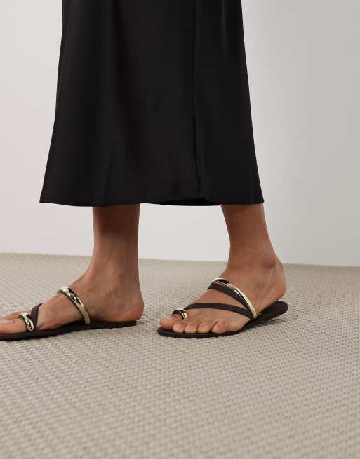New Look – Svart diagonalskuren midikjol i satin, 5 av 5