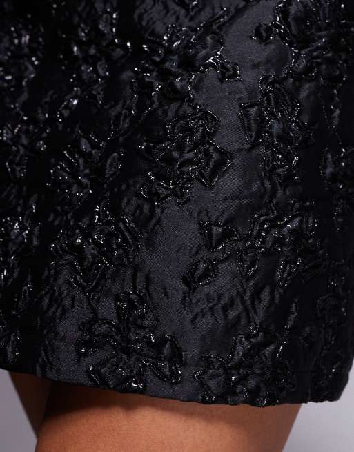 New Look – Svart, glittrig minikjol i jacquard, 5 av 5