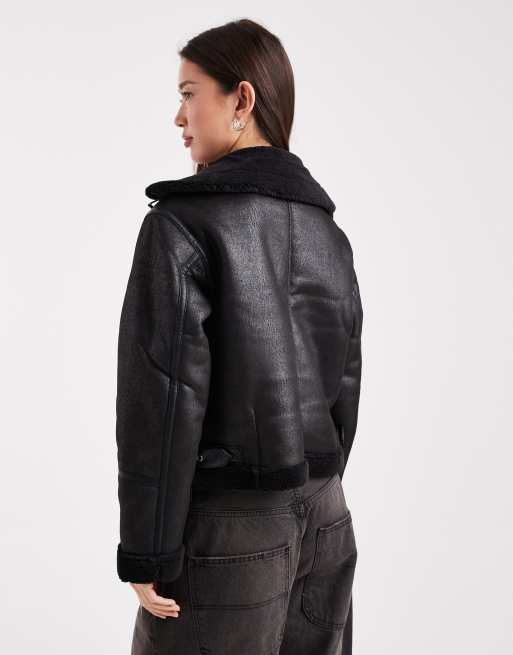 New Look – Svart pilotjacka i kort design, 2 av 4