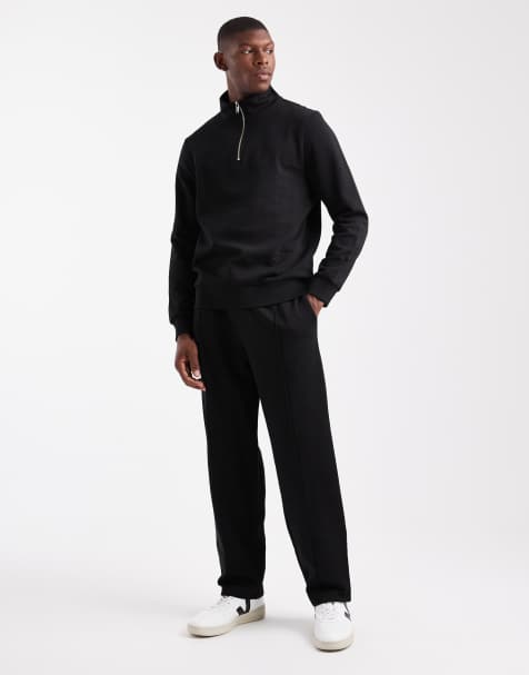 New Look – Svart set med sweatshirt med ståkrage och 1/4-lång dragkedja och joggers - view 1