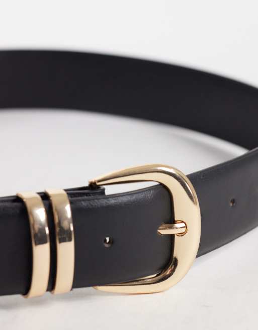 New Look – Svart skärp med guldfärgade metallringar, 2 av 3