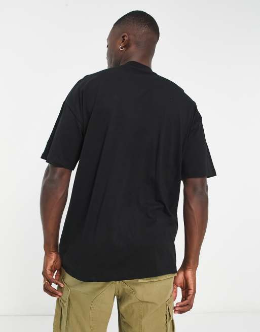 New Look – Svart t-shirt i oversize med halvpolokrage, 2 av 4