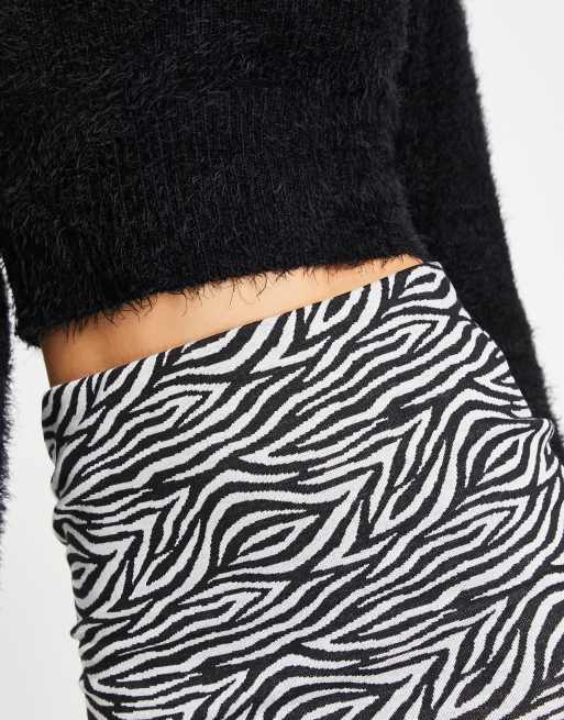 New Look – Svart zebramönstrad minikjol i tubmodell, 3 av 4