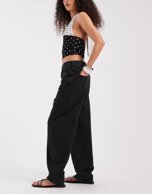 New Look – Svarta, avsmalnande jeans med barrelben, 2 av 5
