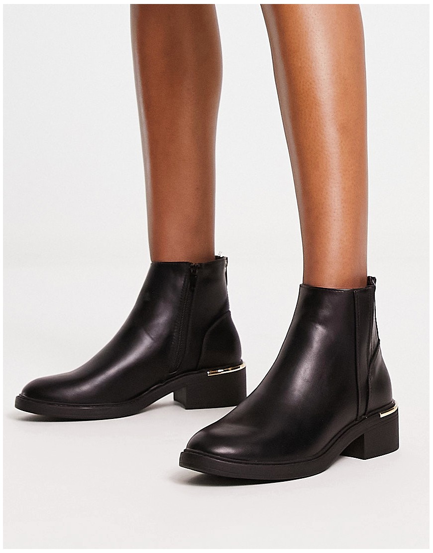 new look - svarta boots med klack och dragkedja-svart/a