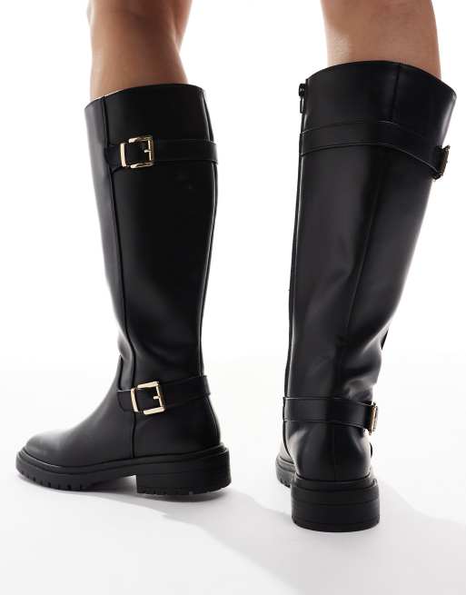 New Look – Svarta chelseaboots i läderimitation med grov sula, 3 av 4