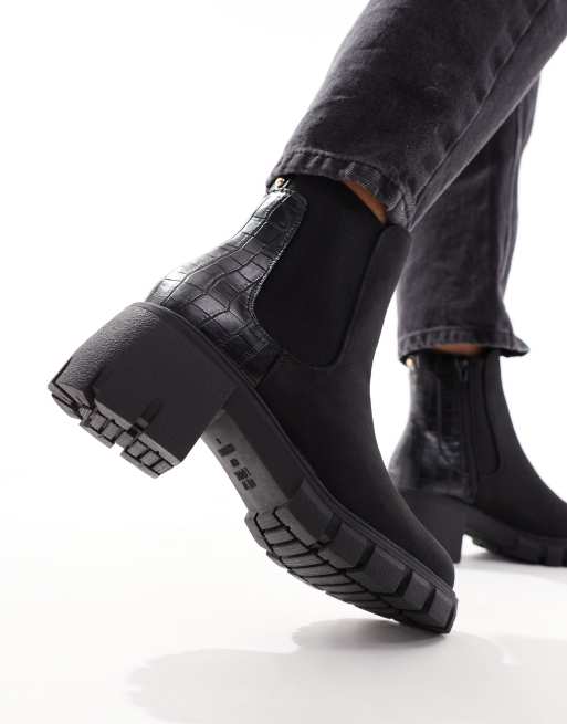New Look – Svarta chelseaboots med grov sula och klack