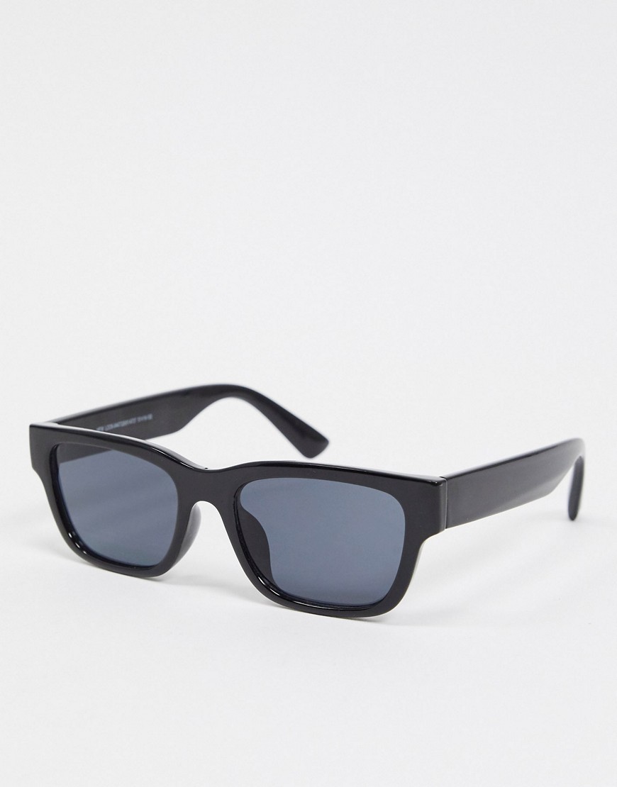 New Look – Svarta fyrkantiga solglasögon med smala bågar