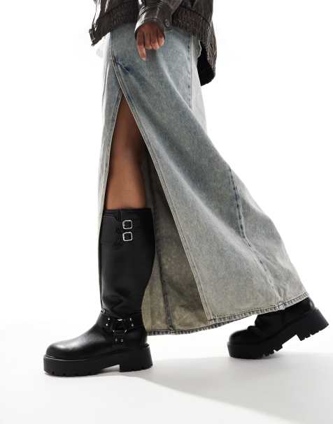 New Look – Svarta, grova bikerboots - view 1