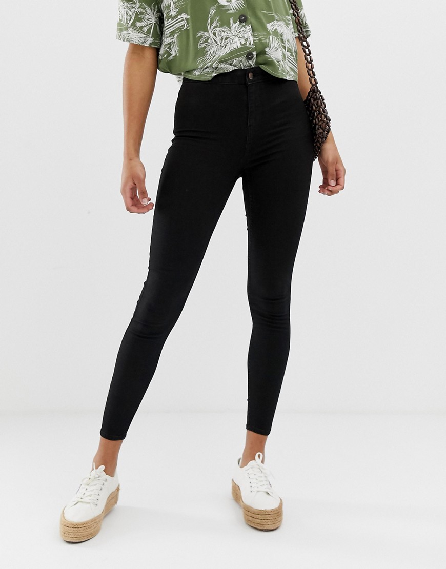 New Look – Svarta höga skinny jeans med stretch