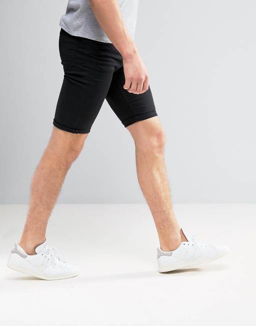New Look – Svarta jeansshorts med smal passform, 4 av 4