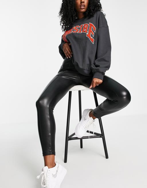 New Look – Svarta leggings i läderimitation