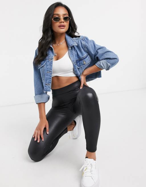 New Look – Svarta leggings i läderimitation, 4 av 4