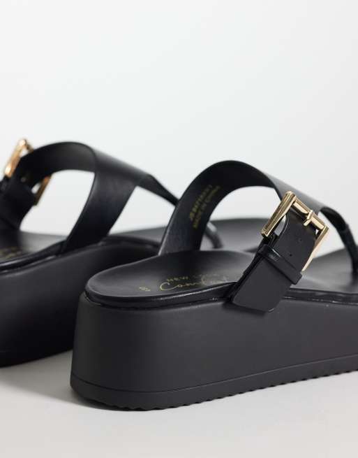 New Look – Svarta platåsandaler med grov sula, 4 av 4