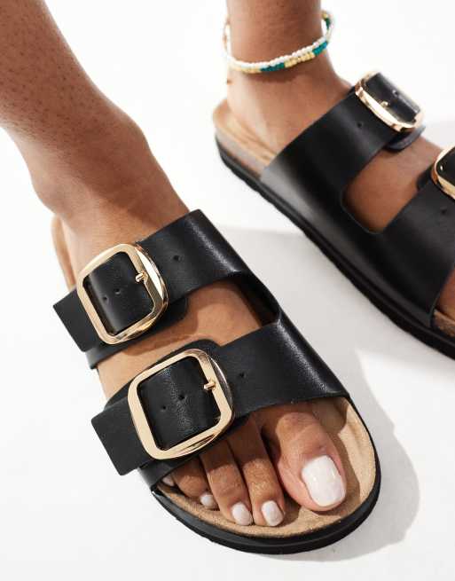 New Look – Svarta sandaler med spännen och två remmar, 3 av 4