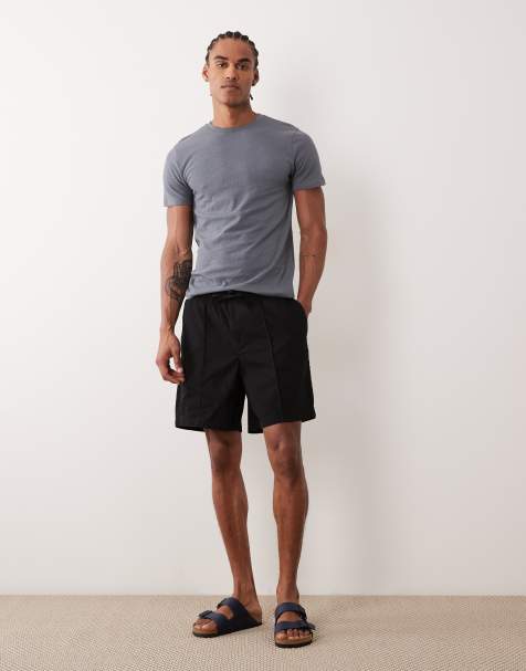 New Look – Svarta shorts med stråveck och knytning i midjan - view 1