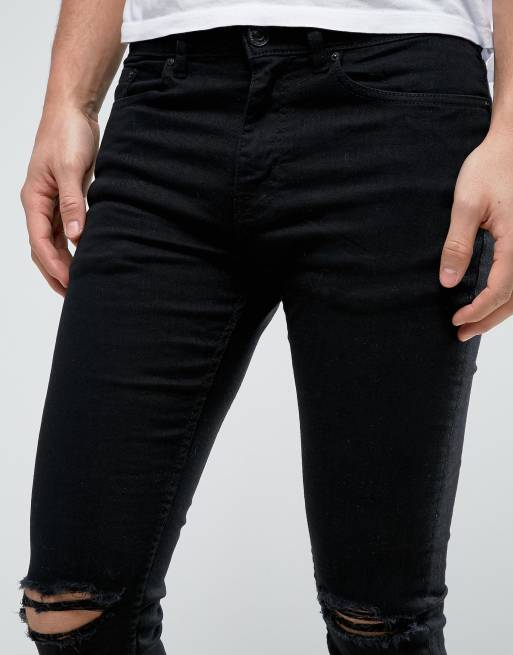 New Look – Svarta skinny jeans med slitna knän, 3 av 4