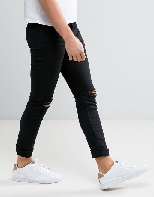 New Look – Svarta skinny jeans med slitna knän, 4 av 4