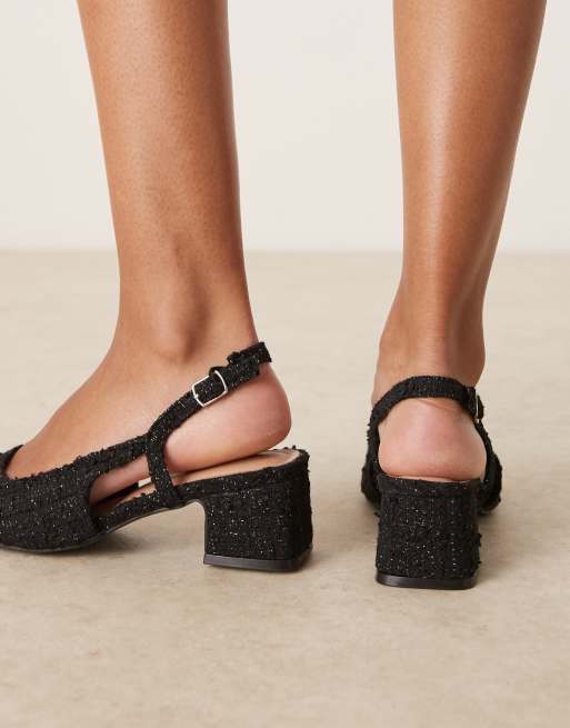 New Look – Svarta skor i bouclé med tåhätta och hälrem, 4 av 4