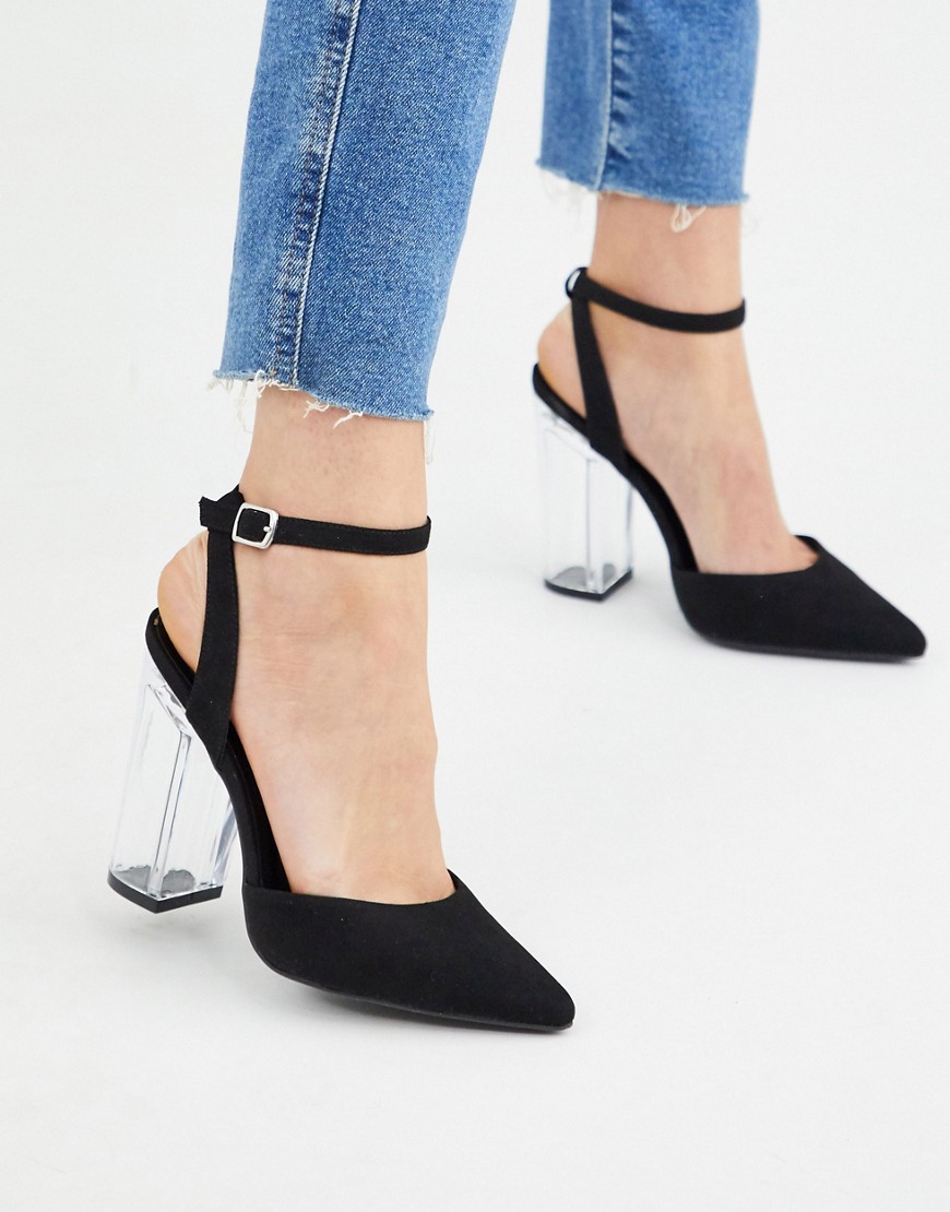 New Look – Svarta skor med genomskinlig klack