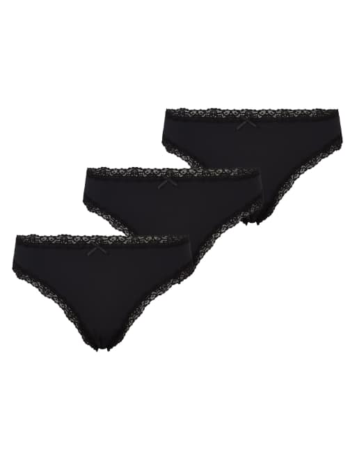 New Look – Svarta stringtrosor i spets, 3-pack, 2 av 4