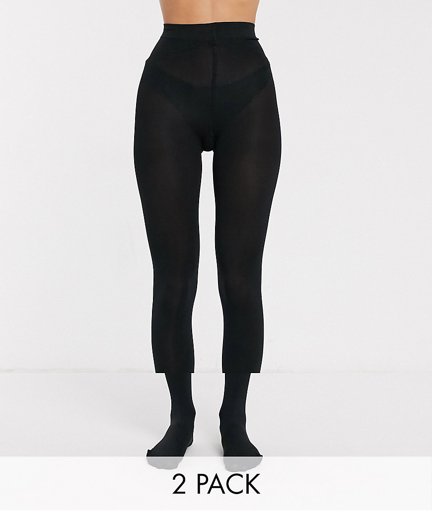 New Look – Svarta tights i 2-pack av premium 200 denier