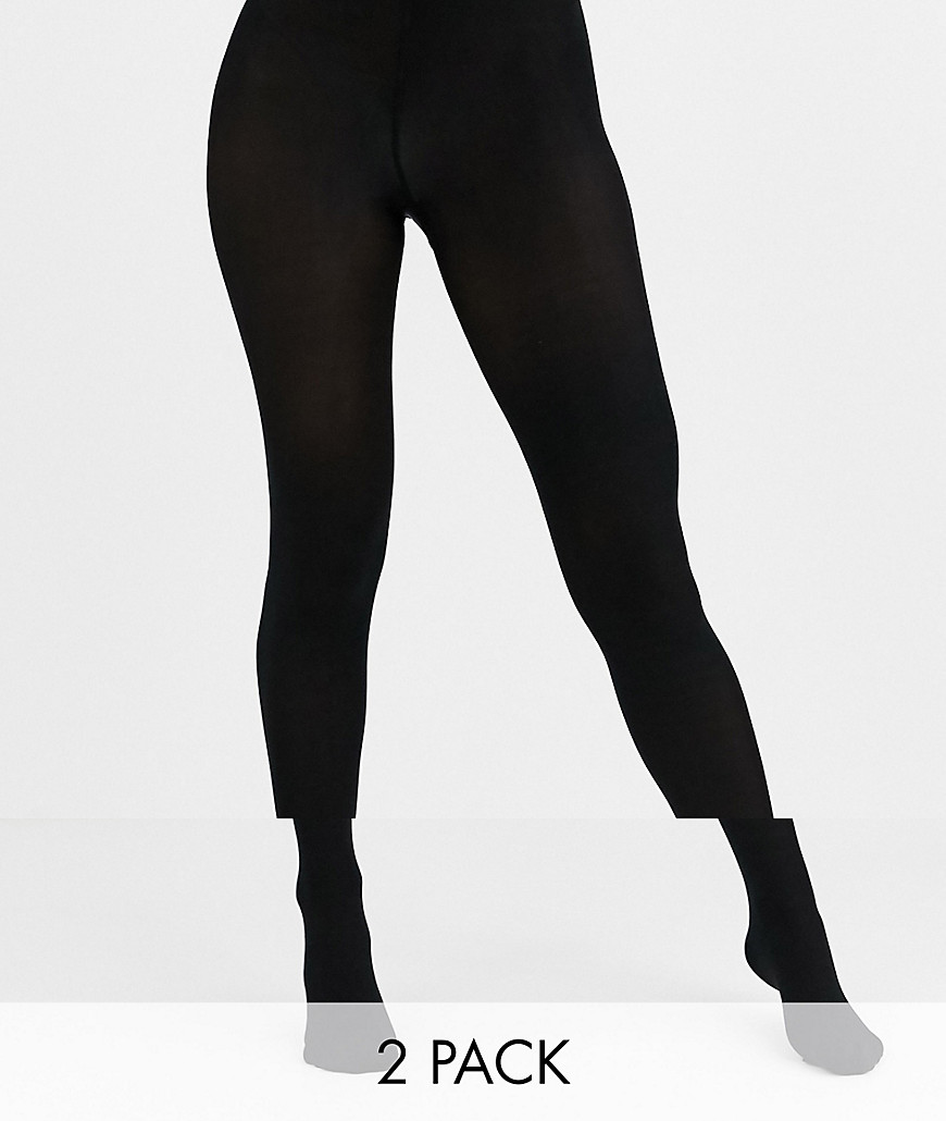 New Look – Svarta tights i 2-pack av premium 80 denier