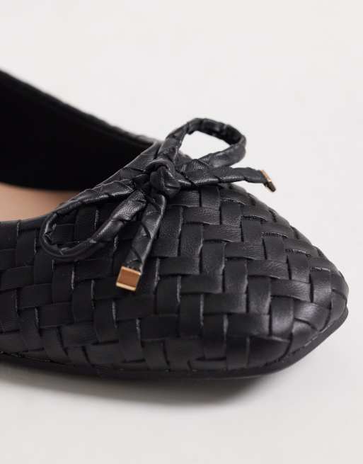 New Look – Svarta, vävda ballerinaskor i läderimitation, 4 av 4