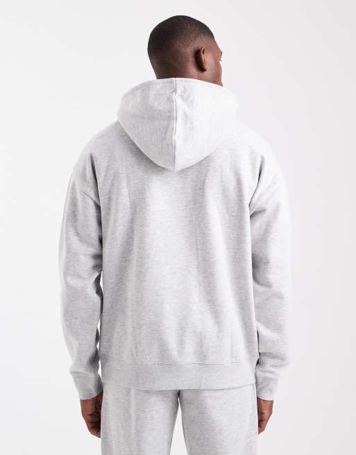 New Look - Sweat à capuche oversize en tissu épais 300 g/m<sup>2</sup> - Gris chiné, 3 de 5