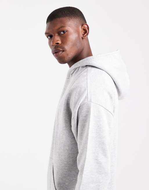 New Look - Sweat à capuche oversize en tissu épais 300 g/m<sup>2</sup> - Gris chiné, 4 de 5