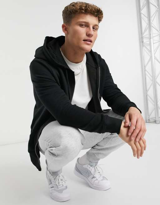 New Look - Sweat à capuche zippé - Noir
