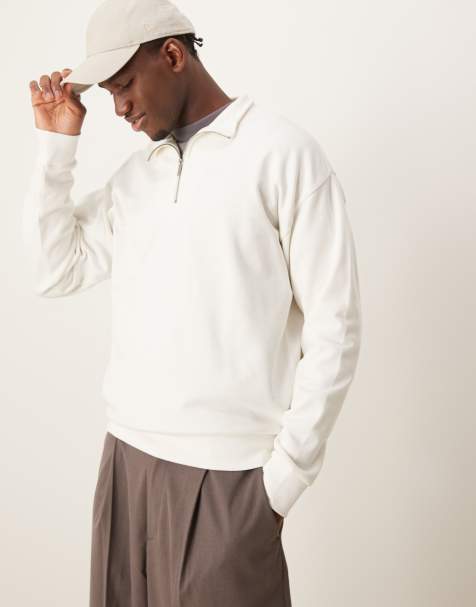 New Look - Sweat à col cheminée zippé - Blanc cassé - view 1