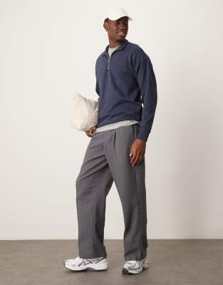 New Look - Sweat à col cheminée zippé - Bleu marine