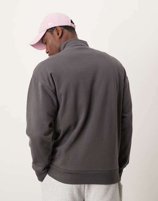 New Look - Sweat à col cheminée zippé - Gris foncé, 3 de 4