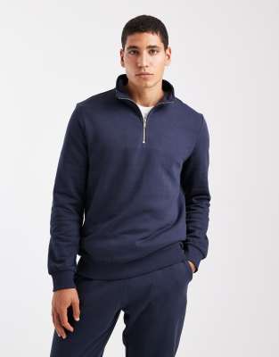 New Look - Sweat à col cheminée zippé - Marine-Bleu marine