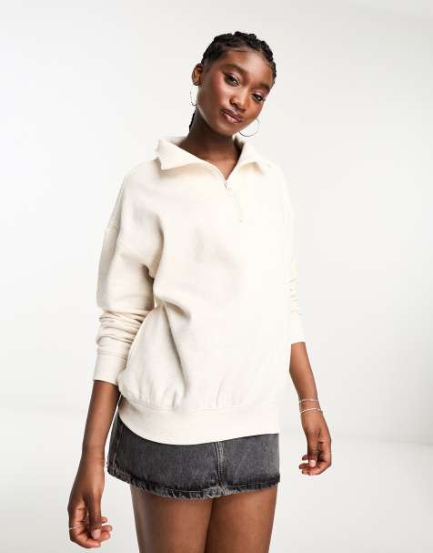 New Look - Sweat à détail zippé - Crème - view 1