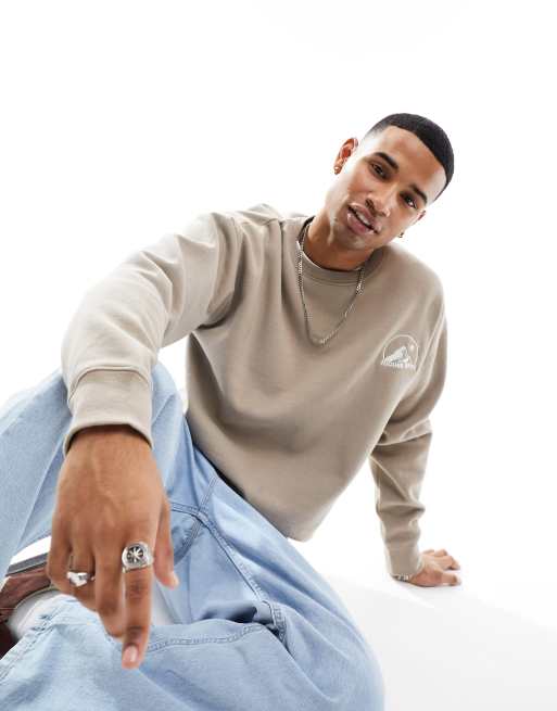 New Look - Sweat à imprimé montagne - Taupe