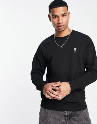 New Look rose embroidered sweatshirt in black - ASOS Price Checker