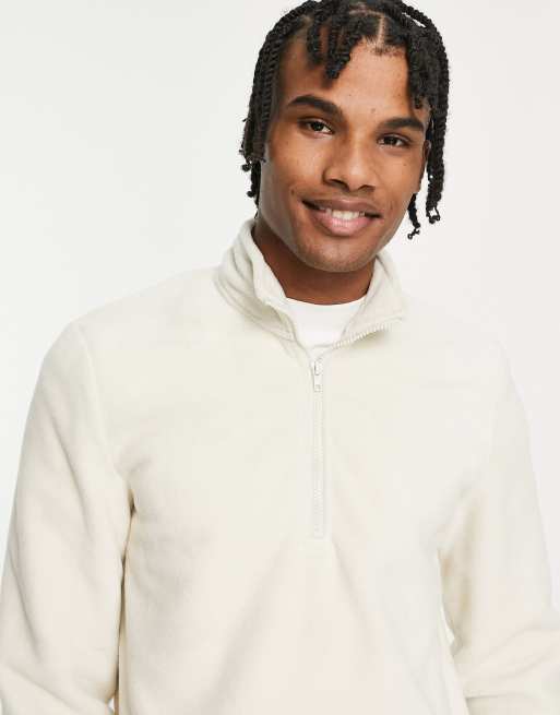 New Look - Sweat en polaire à demi-fermeture éclair - Crème, 4 de 4