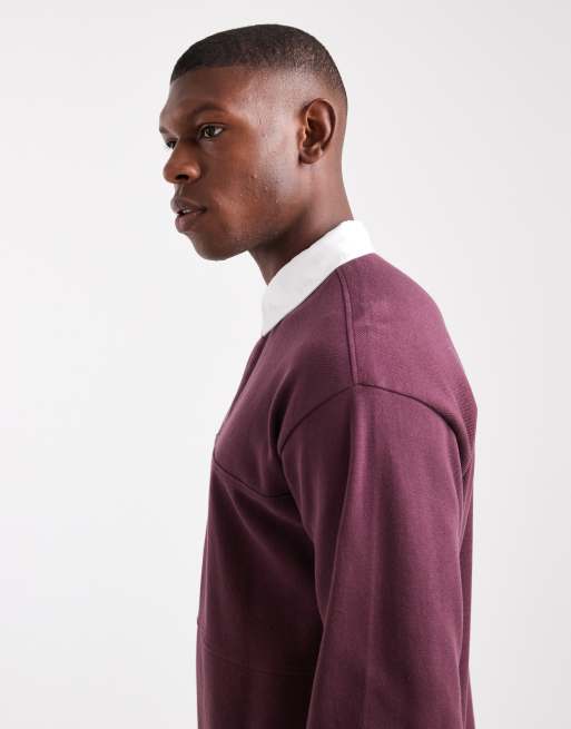New Look - Sweat style rugby avec col polo - Bordeaux foncé, 5 de 5