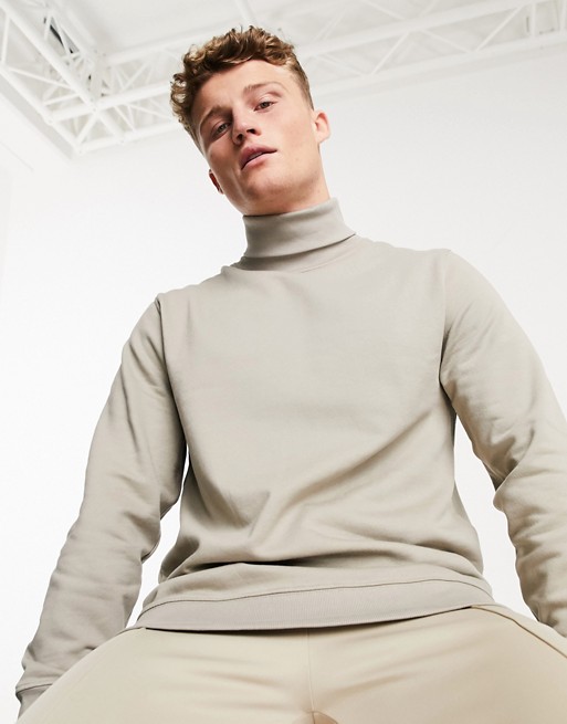 New Look sweat with roll neck in stone