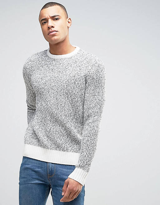 New Look Sweater In Gray Marl With Contrast Hem