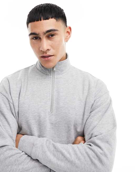 New Look - Sweater met opstaande boord in gemêleerd grijs